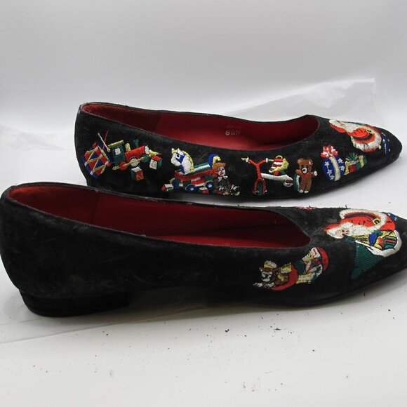 J Renee black velvet Christmas flats in 8.5N - Picture 3 of 6